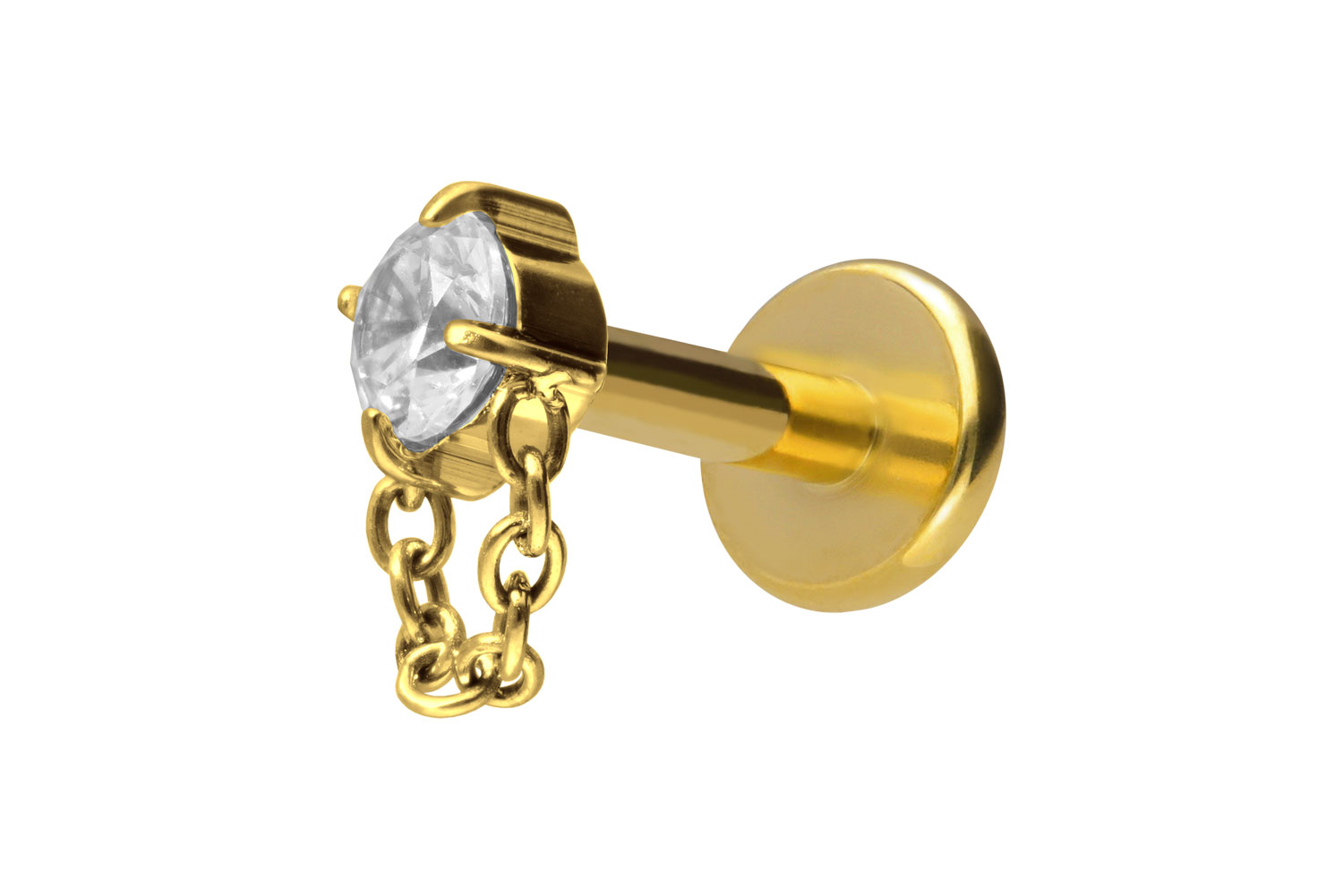 Titan Labret Piercing mit Innengewinde KRISTALL + KETTE